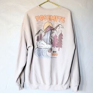 Yosemite National Park Cream Crewneck Sweatshirt Pullover Size L Bowery Supply